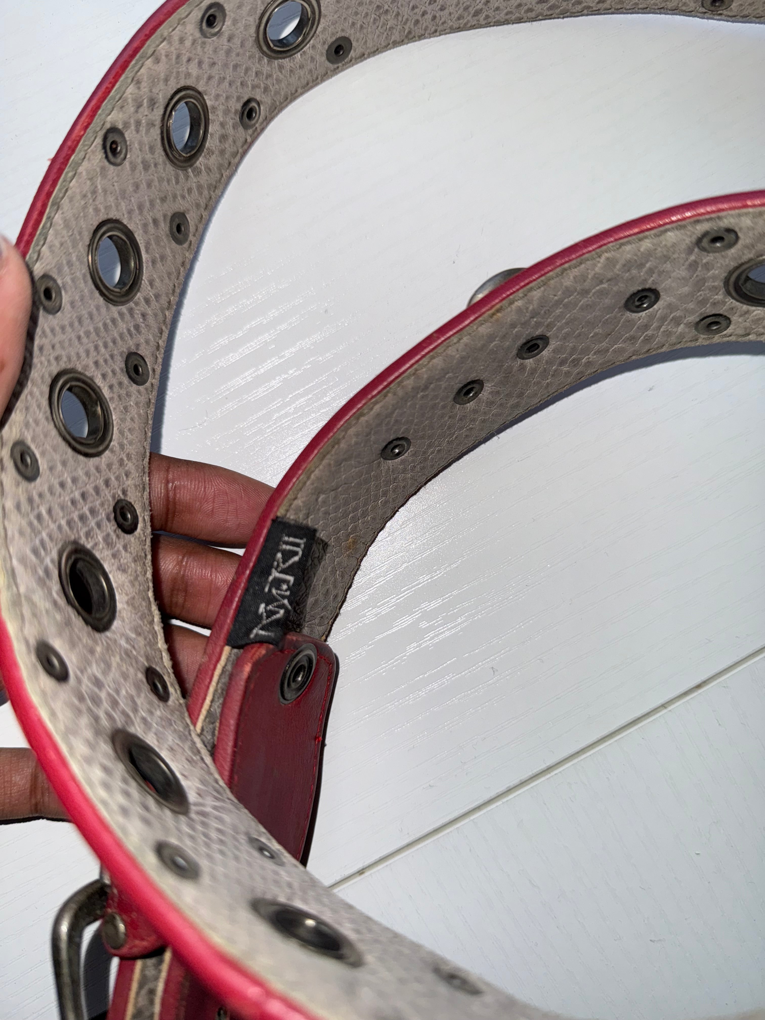 (20 years old) KMRii Red Leather Studded Belt – Rare Archive